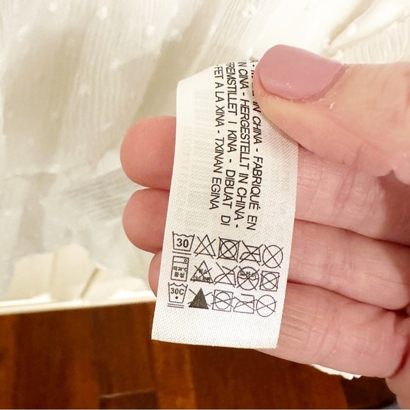 Zara Womens White Cream Swiss Dot Semi Sheer Tiered Ruffle Pussybow Tie Neck Top - Picture 6 of 13